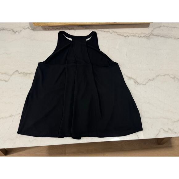 LOFT Black Racerback Tank Top | Size Large | Flowy Chiffon Blouse - Picture 4 of 8